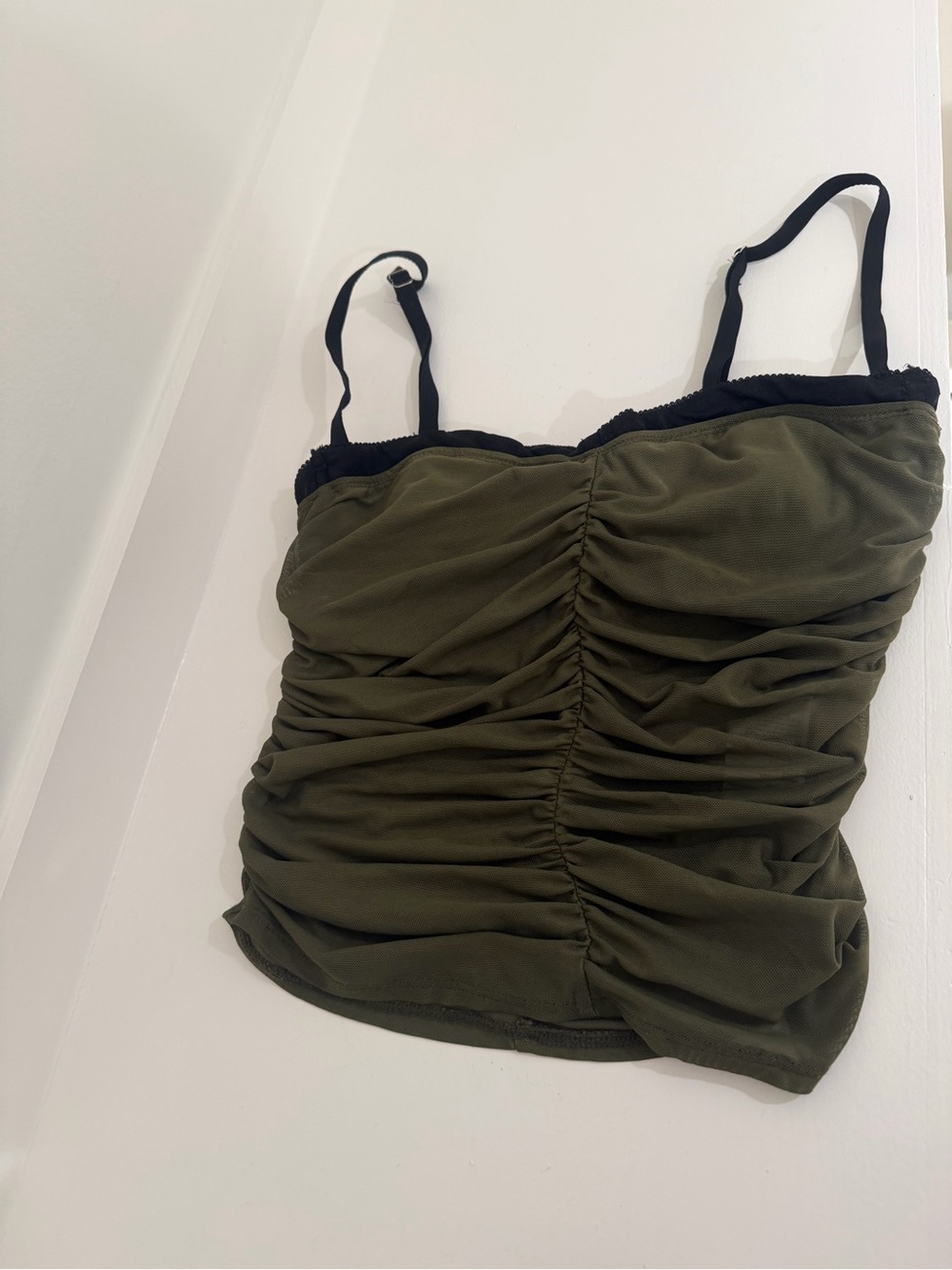 Edikted Ruched Tank Top (size small, olive green)